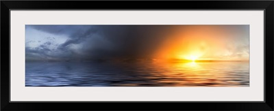 Panoramic Sunset Red Sky Seascape