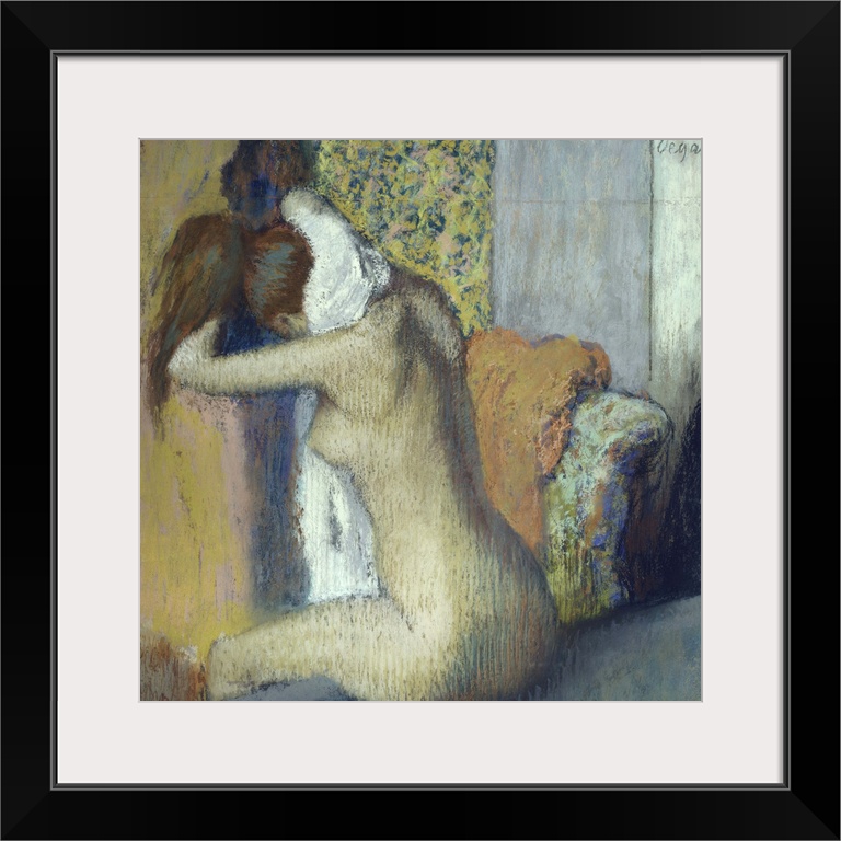 4146, Edgar Degas, French School. After the Bath, Woman Drying her Neck. 1898. Pastel 0.62 x 0.65 m. Paris, musee d'Orsay....