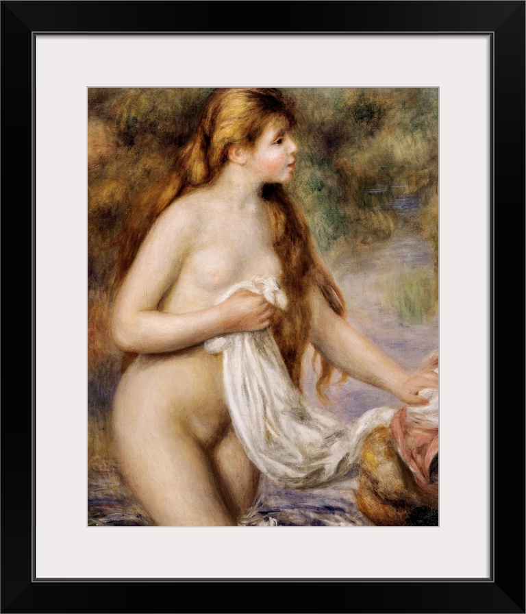 RENOIR, Pierre-Auguste (1841-1919). Bather with long hair. ca. 1895. Impressionism. Oil on canvas. FRANCE. Paris. Orangeri...