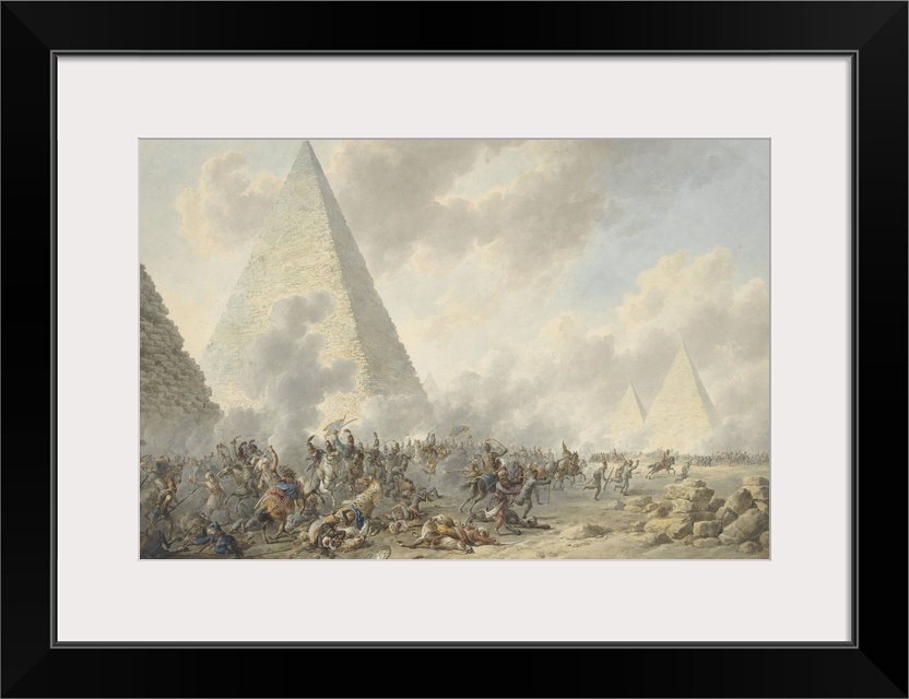 Battle of the Pyramids, Dirk Langendijk, 1803, Dutch watercolor painting. In 1798, Napoleon's French army defeated the Egy...