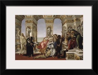 Calumny, by Renaissance painting Sandro Botticelli, 1497. King Midas slandered