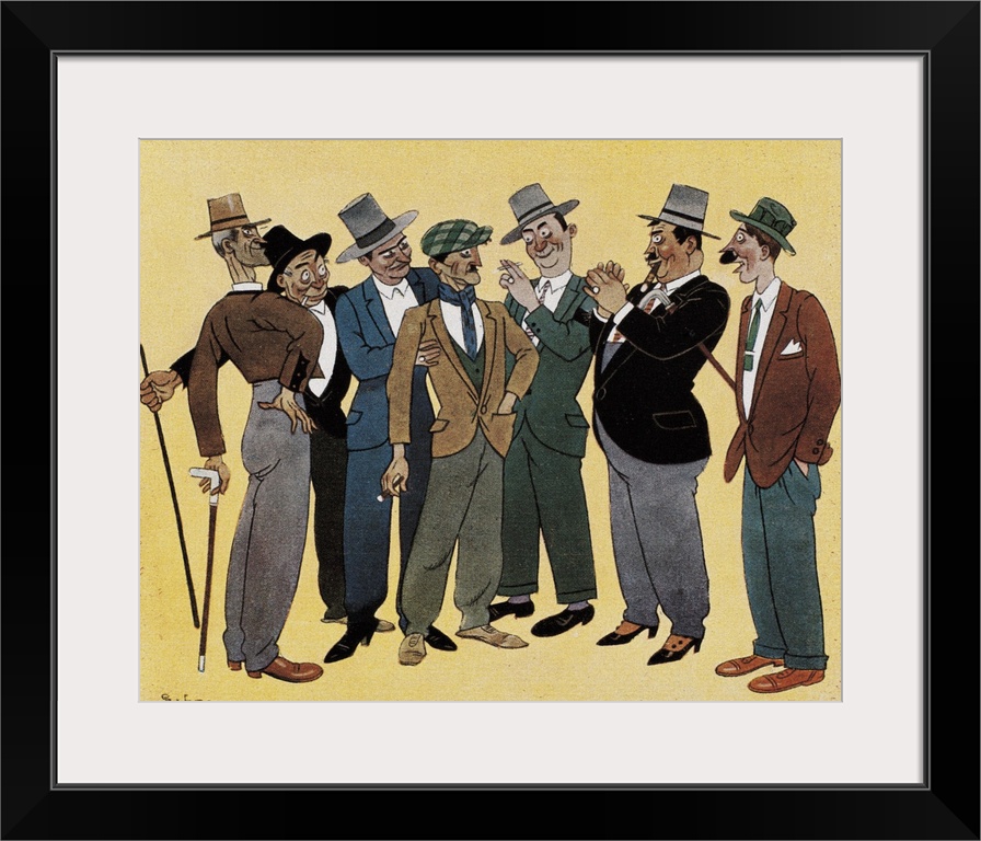 Caricature of Spanish people. 1920's