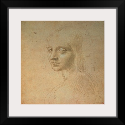 Drawing, Portrait of a Girl, by Leonardo da Vinci,  1483-1484. Royal Library, Turin