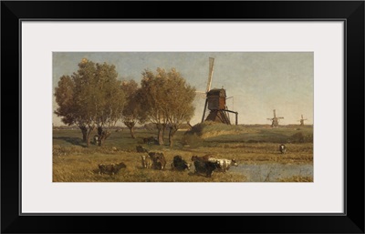Dutch Polder Landscape near Abcoude, c. 1877, Dutch painting, oil on canvas