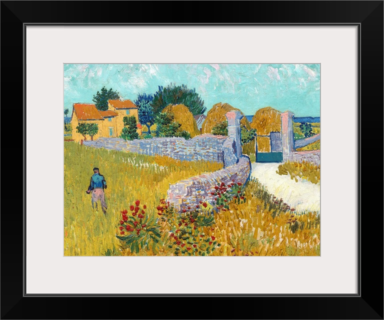 Farmhouse in Provence, by Vincent van Gogh, 1888, Dutch Post-Impressionist painting, oil on canvas. Van Gogh's time in Arl...