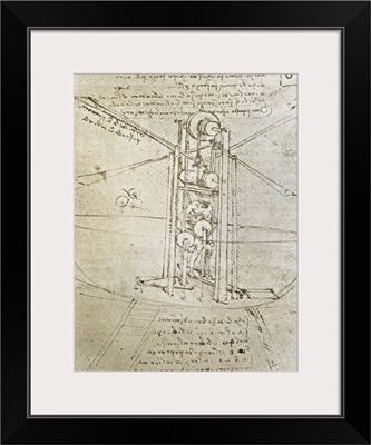 Flying Machine, drawing by Leonardo da Vinci. Ca. 1488