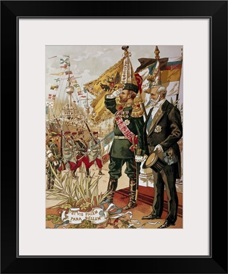 French Poster, Nicholas II and President Loubet celebrate the Franco-Russian Alliance