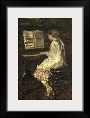 Girl at the Piano, by Jacob Maris, c. 1879, Dutch painting, oil on canvas
