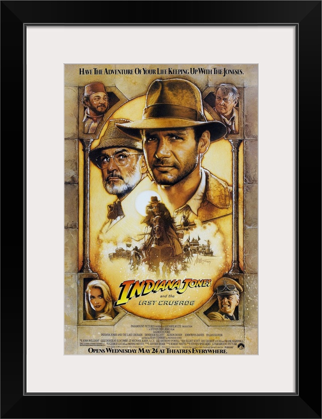 Movie poster advertising the 1989 classic family favorite movie, Indiana Jones and the Last Crusade. Starring Harrison For...