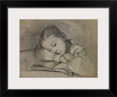 Juliette Courbet sleeping 1841, By Gustave Courbet, French drawing