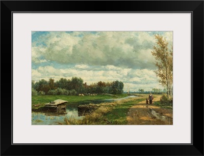 Landscape in the Environs of The Hague, c. 1870-75, Dutch oil painting