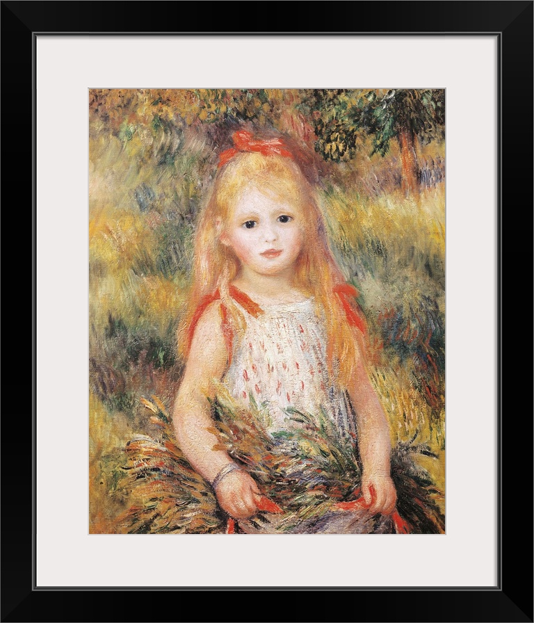RENOIR, Pierre-Auguste (1841-1919). Little Girl Carrying Flowers or The Little Gleaner. 1888. Impressionism. Oil on canvas...