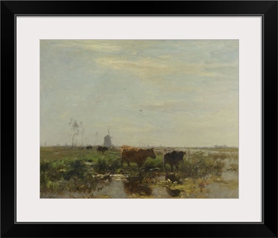 Meadow with Cows by the Water, 1895-1904, Dutch painting, oil on canvas