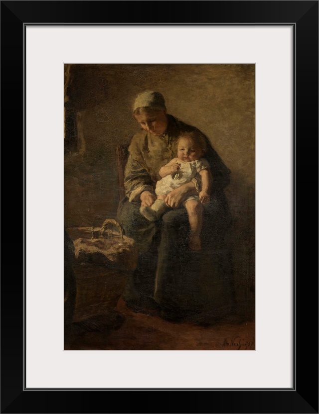 Mother with her Child, by Albert Neuhuys, c. 1880-99. Dutch painting, oil on canvas. A mother sits on a chair with her bab...