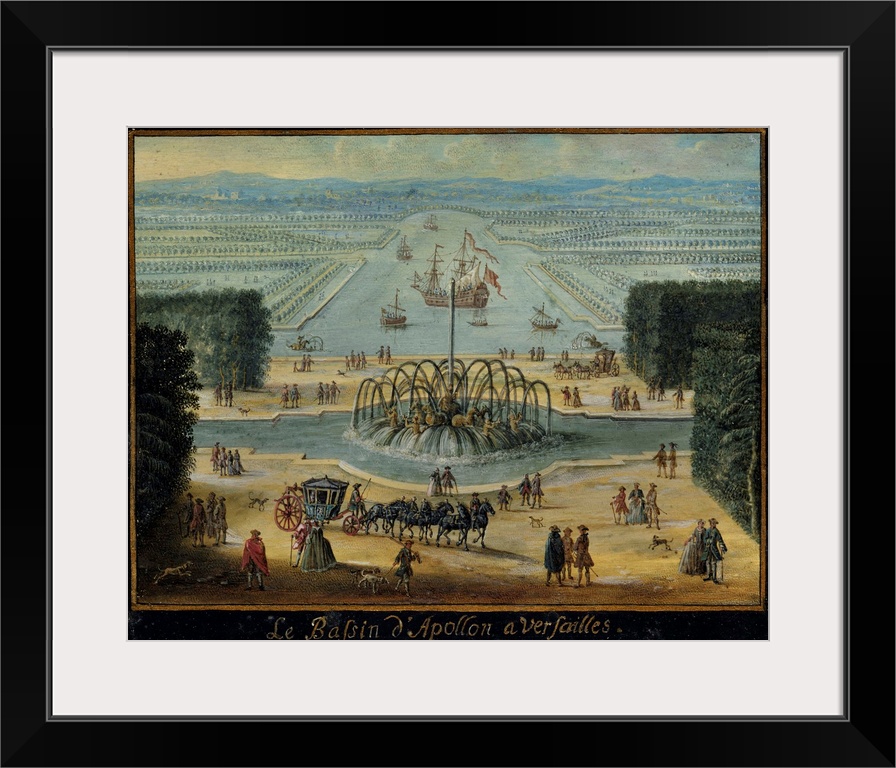 2981 , French School. The Bassin d'Apollon at Versailles. 1705. Gouache and gold highligths on vellum. Versailles, Chateau...