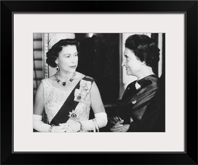 Queen Elizabeth with Indian Prime Minister Indira Gandhi at Buckingham Palace