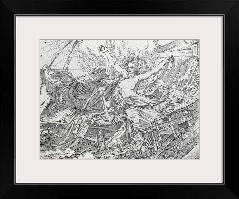 COLERIDGE, Samuel Taylor (1772-1834); Dore, Paul Gustave (1832-1883). The Rime of the Ancient Mariner. 1877. Scene of deat...