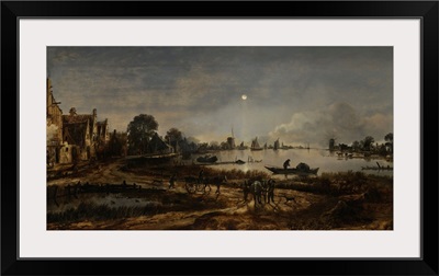 River View by Moonlight, by Aert van der Neer, 1640-50