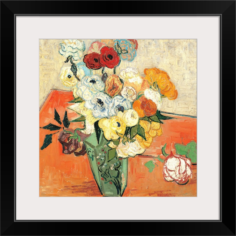 Roses and Anemones, by Vincent Van Gogh, 1890, 20th Century, oil on canvas, cm 51,7 x 52 - France, Ile de France, Paris, M...