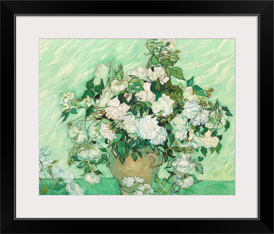 Roses, by Vincent van Gogh, 1890, Dutch Post-Impressionist painting, oil on canvas. It is among his largest and most beaut...