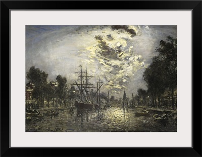 Rotterdam Moonlight, 1881, Impressionist Dutch Painting, oil on canvas