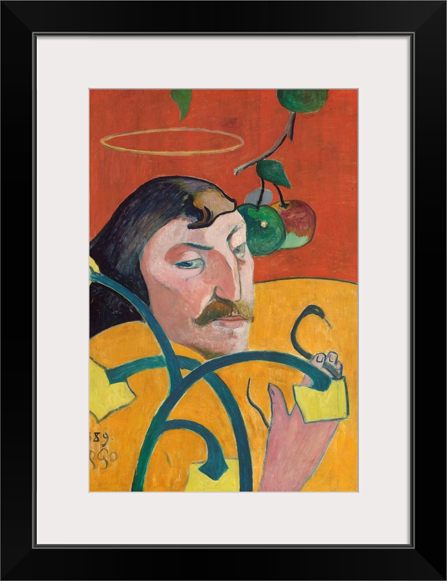 Self-Portrait, by Paul Gauguin, 1889, French Post-Impressionist painting, oil on wood panel. Gauguin's disembodied head an...