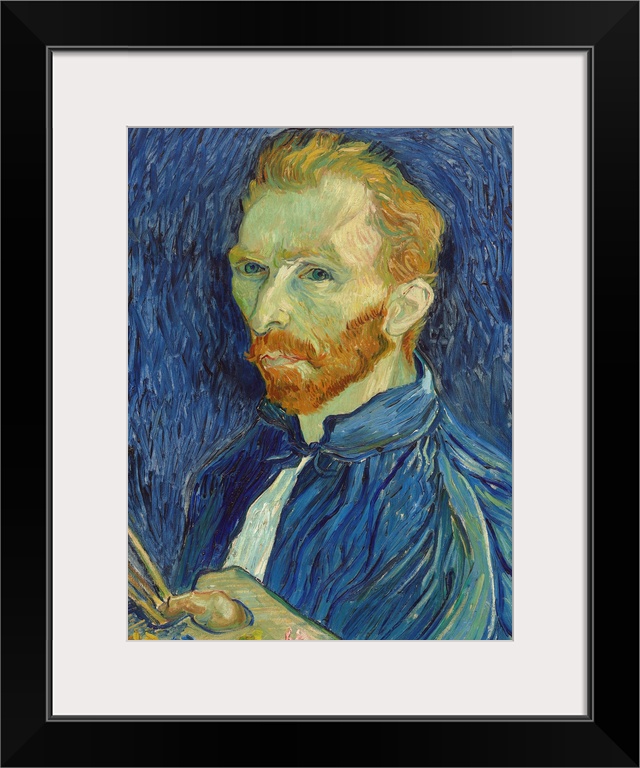 Self-Portrait, by Vincent van Gogh, 1889, Dutch Post-Impressionist painting, oil on canvas. He painted this when in asylum...