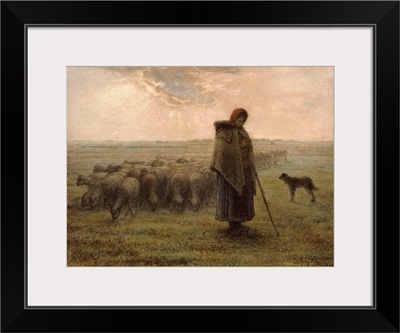 Shepherdess with her Flock, by Jean-Francois Millet, 1862-63