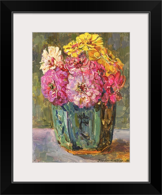 Still Life with Zinnias in a Ginger Pot, by Floris Verster, 1910, Dutch painting, oil on panel.