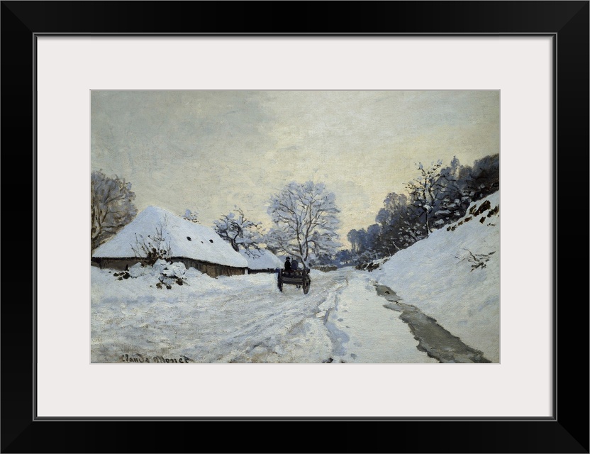 Claude Monet, French School. The Cart. Snow-covered road at Honfleur. Circa 1867. Oil on canvas, 0.65 x 0.925 m. Paris, mu...