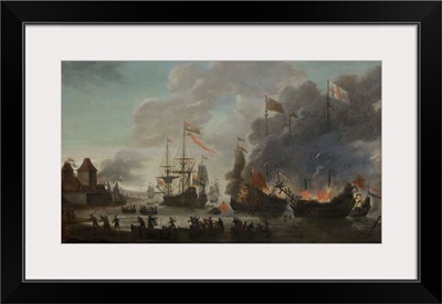 The Dutch Burn English Ships during the Expedition to Chatham, June 20, 1667