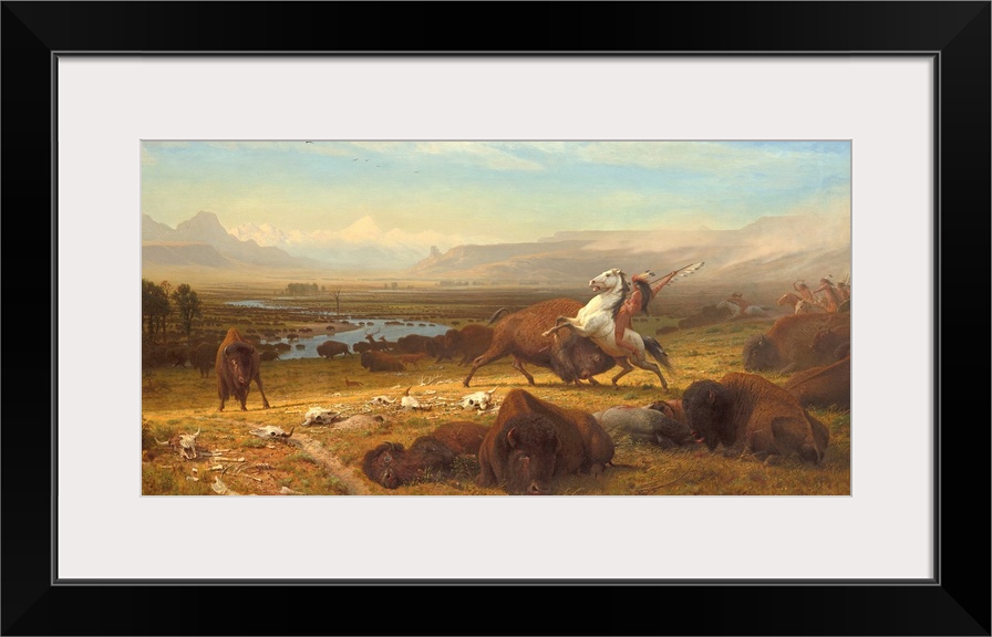 The Last of the Buffalo, by Albert Bierstadt, 1888, American painting, oil on canvas. When painted in 1888, the American b...