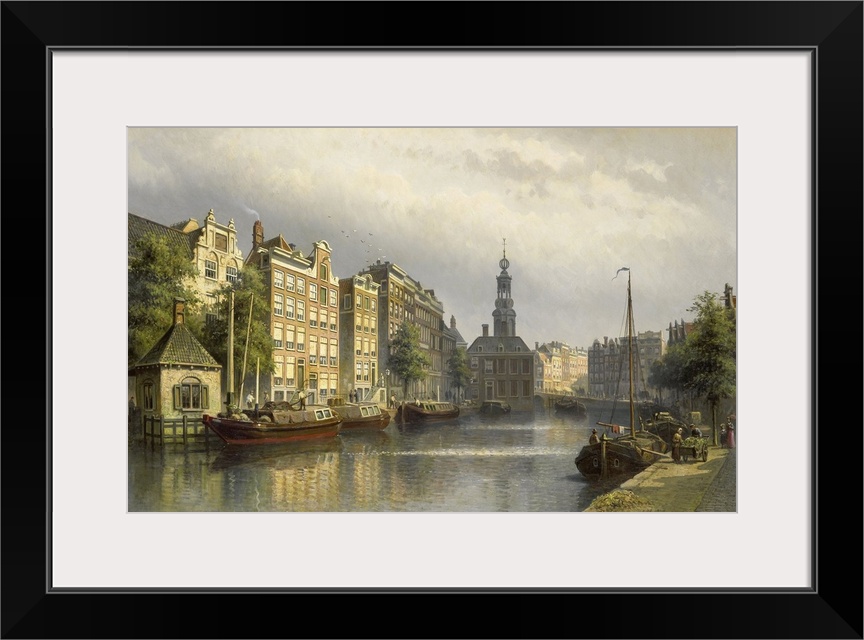 The Singel, Amsterdam, View Toward the Mint, by Eduard Alexander Hilverdink, 1884-86. Dutch painting. The Singel encircled...