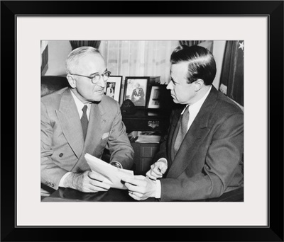 Walter Reuther, new President of the CIO, with President Harry Truman, Dec. 12, 1952