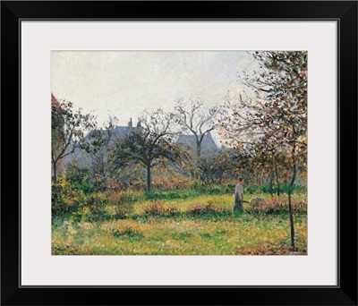 Woman in an Orchard, Autumn Morning, Garden at Eragny, by Camille Pissarro, ca. 1897