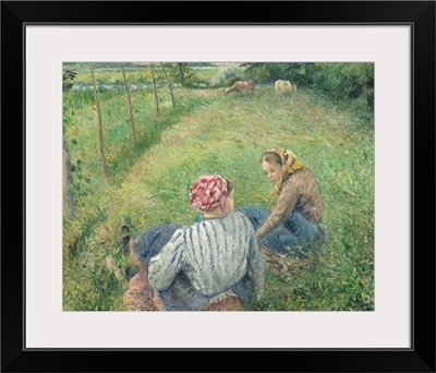Young Peasant Girls Resting in the Fields near Pontoise, by Camille Pissarro