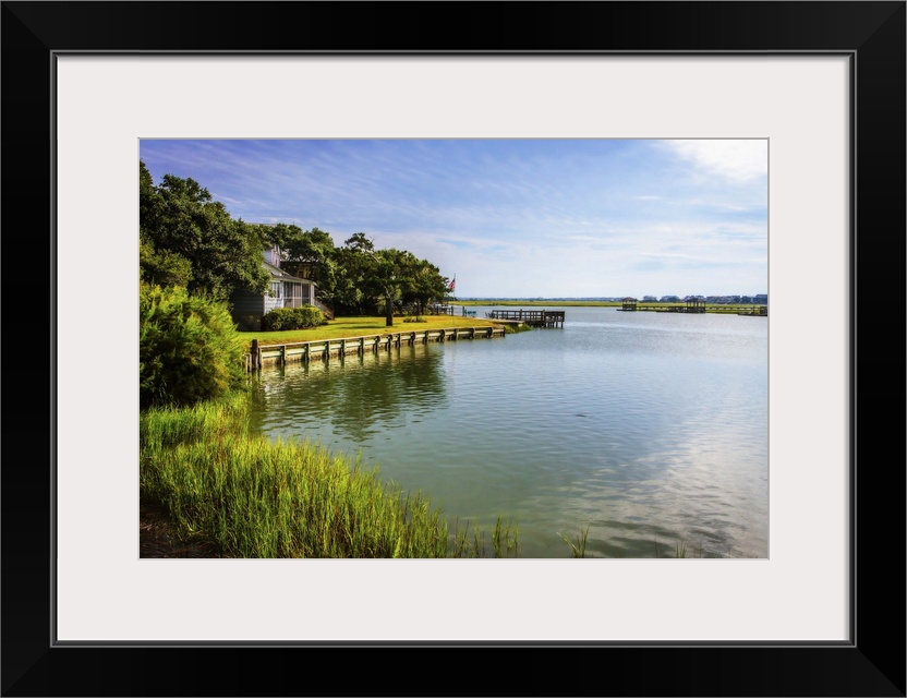 Tranquil photograph of the channel and marshes of Pawleys Island, South Carolina