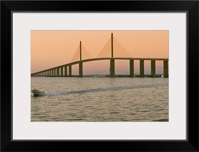 A view of the Sunshine Skyway bridge spanning the Tampa bay.