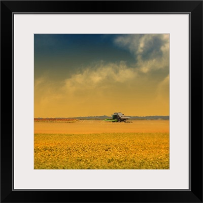 Agricultural landscape at sunrise in Texas.