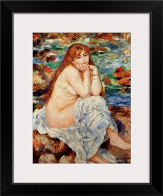 Bather Seated On A Sand Bank By Pierre-Auguste Renoir