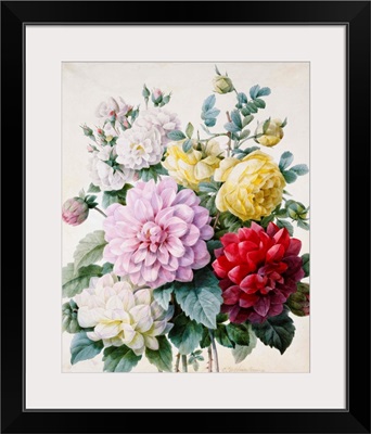 Bouquet Of Dahlias And Roses By Camille De Chantereine