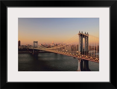 Brooklyn Bridge at dusk in New York