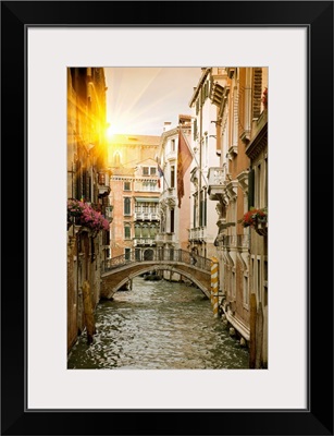 Buildings and bridge on urban canal, Venice, Italy
