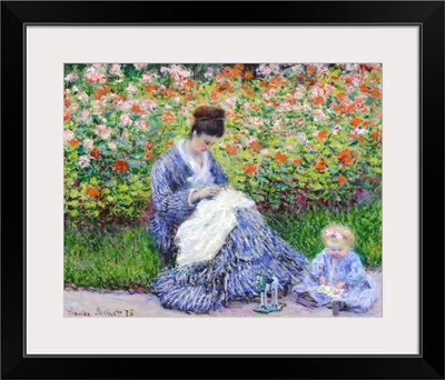 Camille Monet And A Child In The Artist's Garden In Argenteuil, By Claude Monet