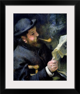 Claude Monet Reading A Newspaper By Pierre-Auguste Renoir