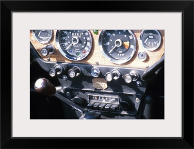 Close up of classic automobile gauges