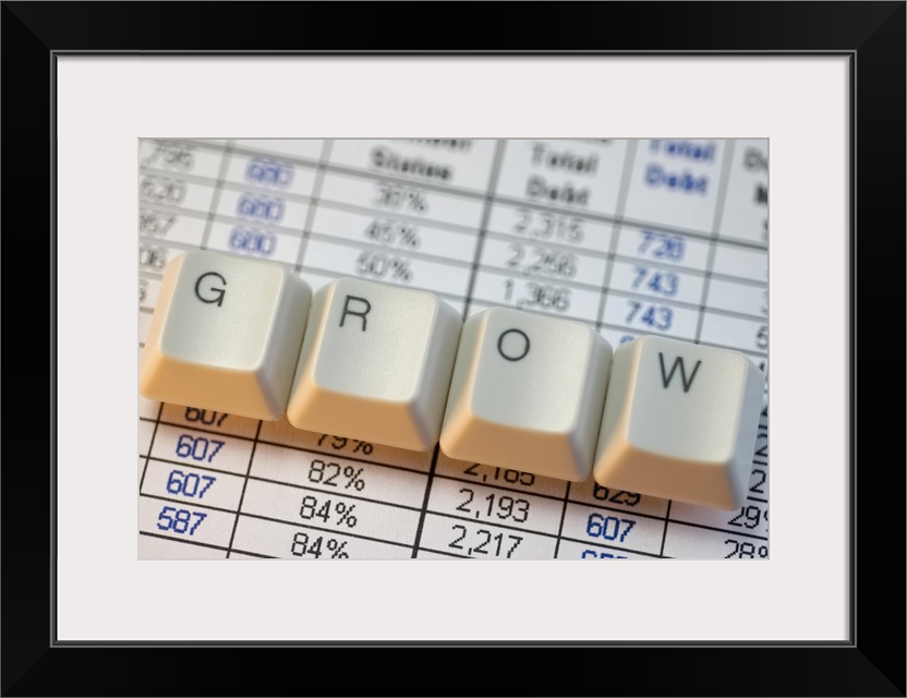 Close-up of computer keys on a document