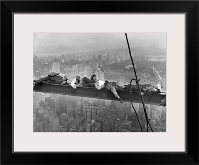 Construction Workers Resting on Steel Beam Above Manhattan