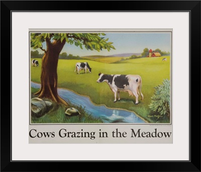 Cows Grazing In The Meadow Poster