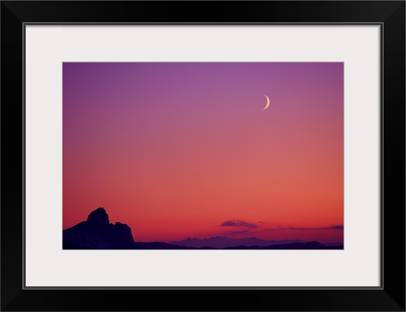 Crescent moon at dusk, Garibaldi Park